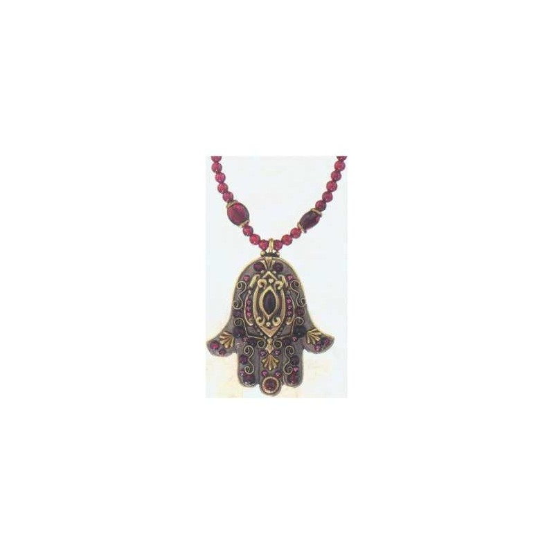 Garnet Hamsa with Garnet Chain | Jewelry | Judaica