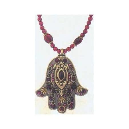 Garnet Hamsa with Garnet Chain | Jewelry | Judaica