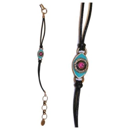 Aqua Evil Eye Bracelet with Pink Crystal | Jewelry | Judaica
