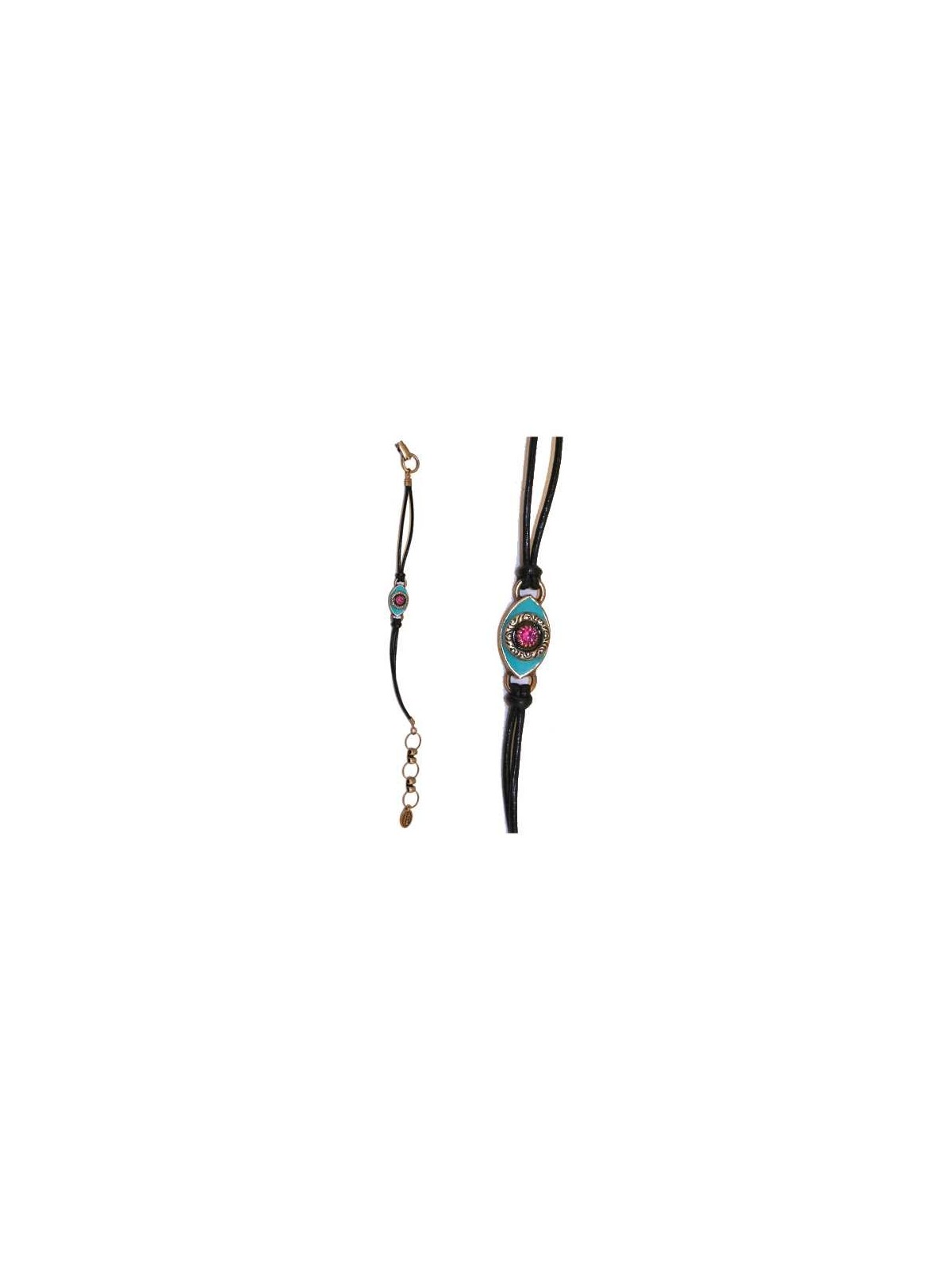 Aqua Evil Eye Bracelet with Pink Crystal | Jewelry | Judaica