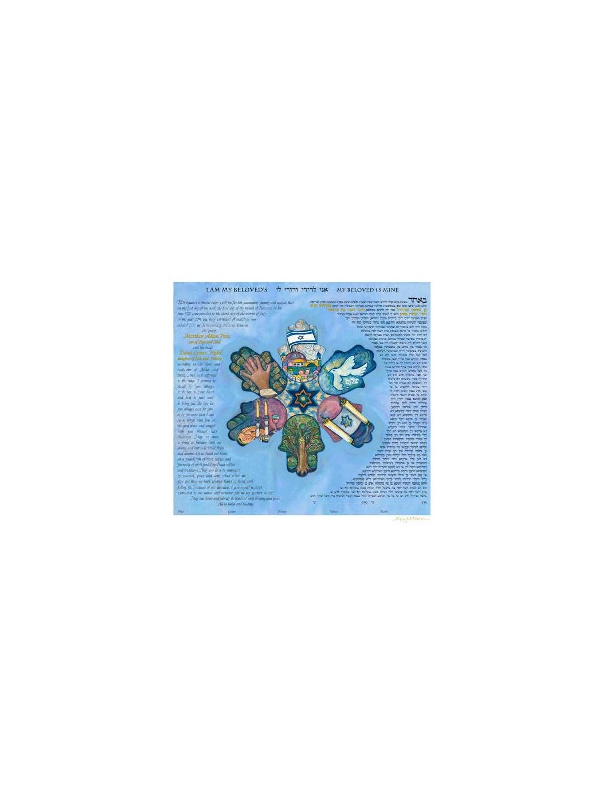 Blue Hamsa Ketubah | All Judaica | Judaica