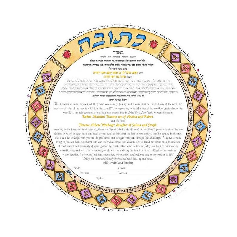 Pastel Circle of Rome Ketubah | All Judaica | Judaica