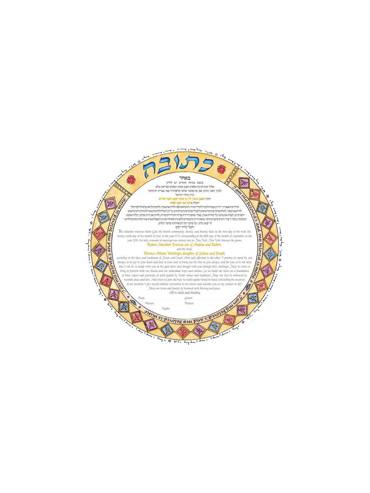 Pastel Circle of Rome Ketubah | All Judaica | Judaica