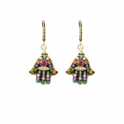 Multi Crystal Black Hamsa Earrings | Jewelry | Judaica