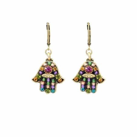 Multi Crystal Black Hamsa Earrings | Jewelry | Judaica