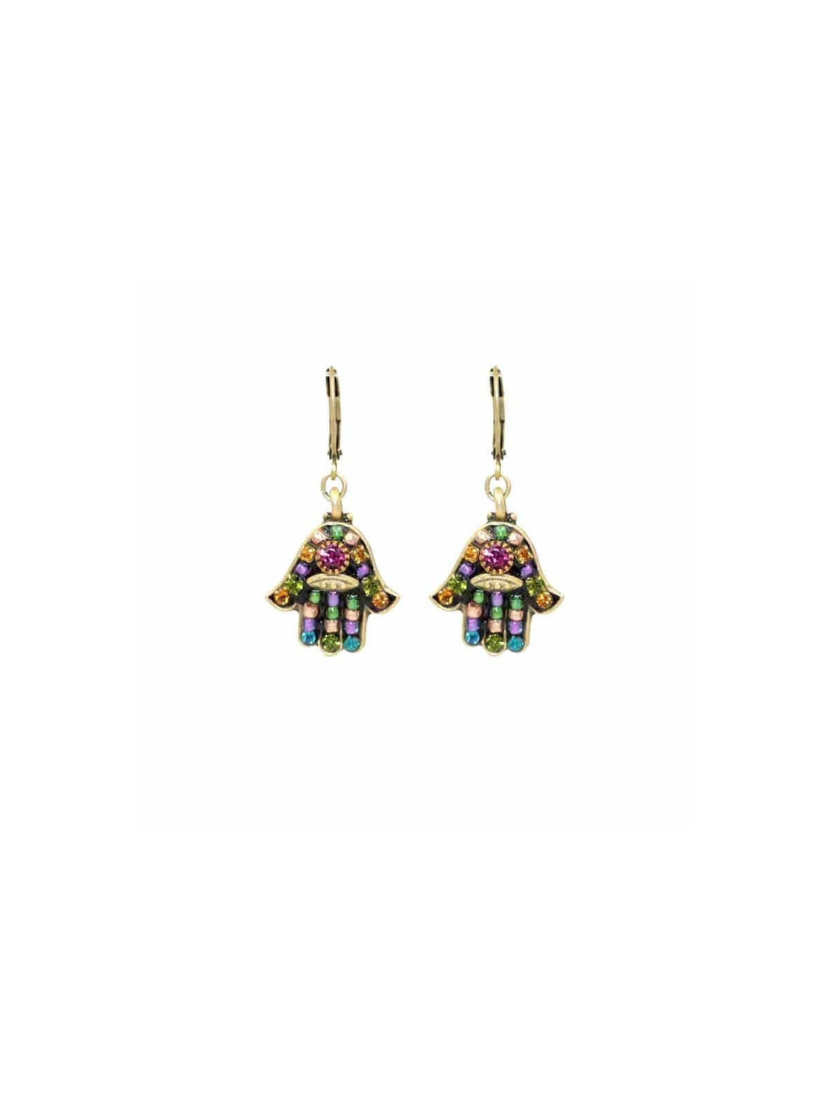 Multi Crystal Black Hamsa Earrings | Jewelry | Judaica