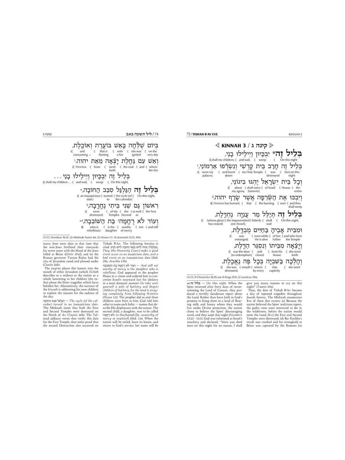Artscroll Ashkenaz Interlinear Kinnos: Tishah B'Av | Books | Judaica
