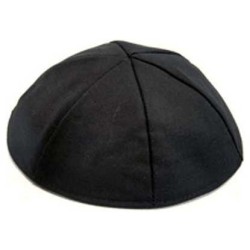 Black Lined Terylene Kippah - Size 7 | Kippahs | Judaica