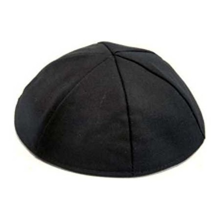 Black Lined Terylene Kippah - Size 7 | Kippahs | Judaica