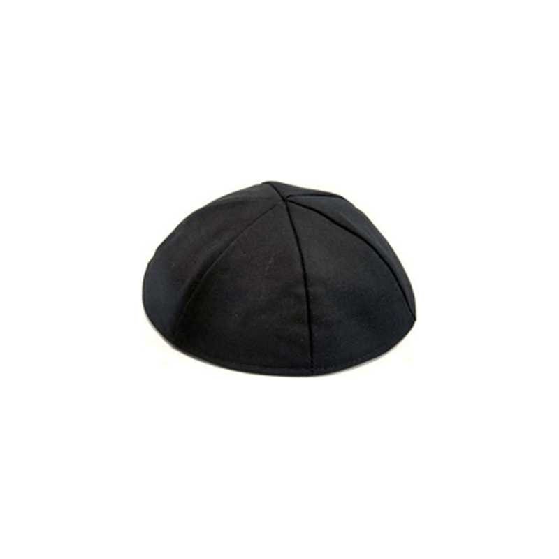 Black Lined Terylene Kippah - Size 6 | Kippahs | Judaica