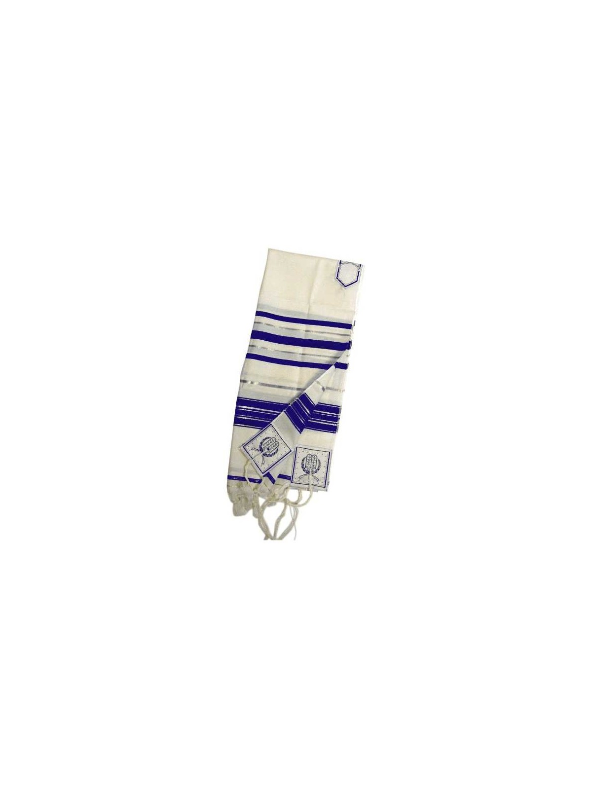 Traditional Blue Stripe Wool Tallit - Silver | Tallit/Tallis | Judaica
