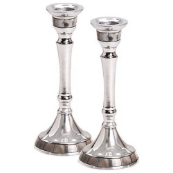Mother of Pearl Trim Candlesticks | Candle Holders | Judaica