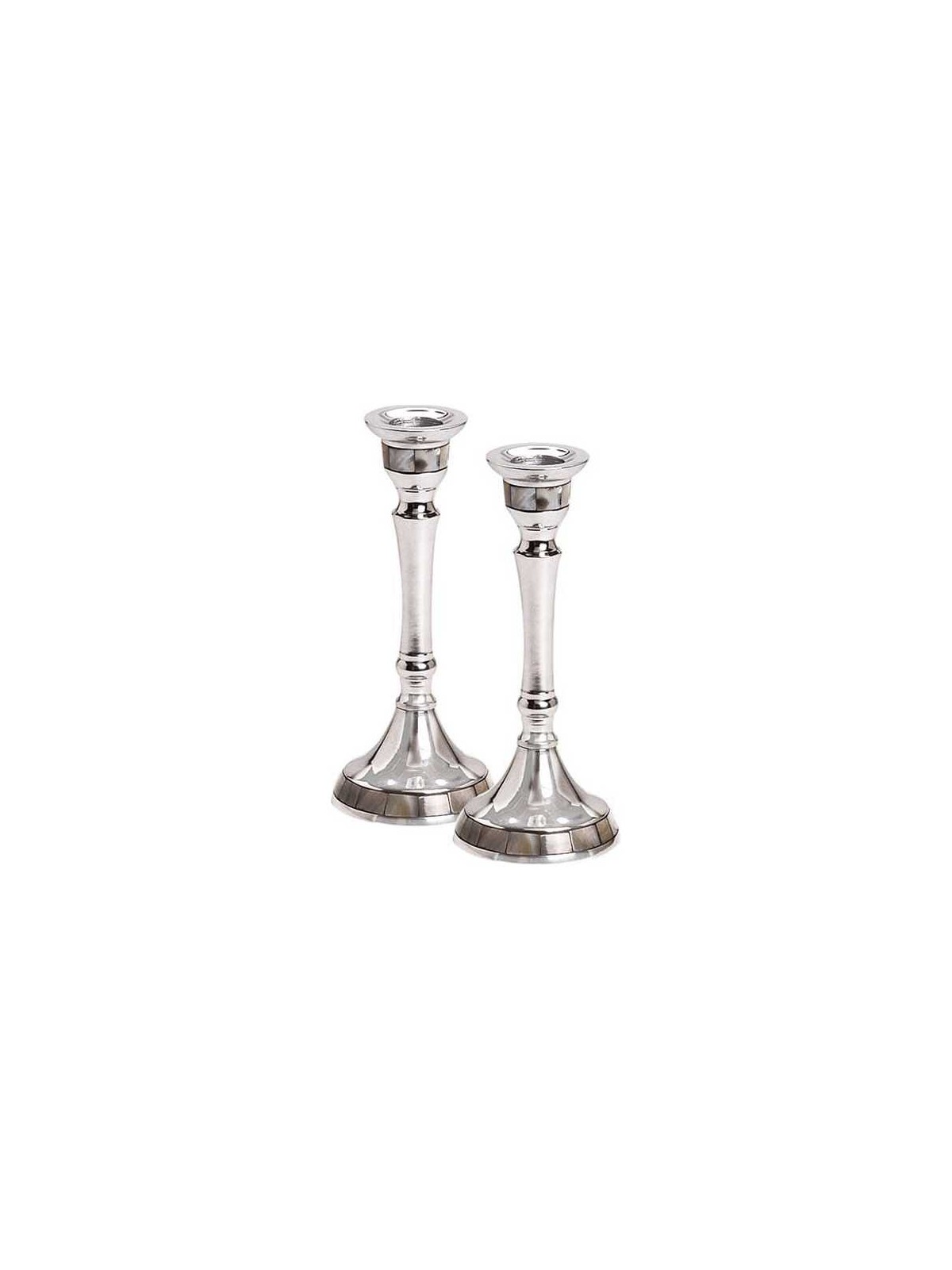 Mother of Pearl Trim Candlesticks | Candle Holders | Judaica