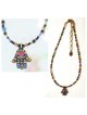 Multi Crystal Black Hamsa with Beaded Chain - Bead | Jewelry | Judaica