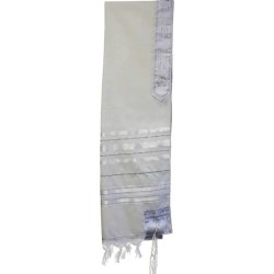 Traditional White with Silver Stripes Wool Tallit | Tallit/Tallis | Ju