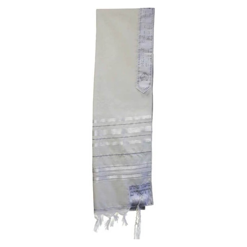 Traditional White with Silver Stripes Wool Tallit | Tallit/Tallis | Ju