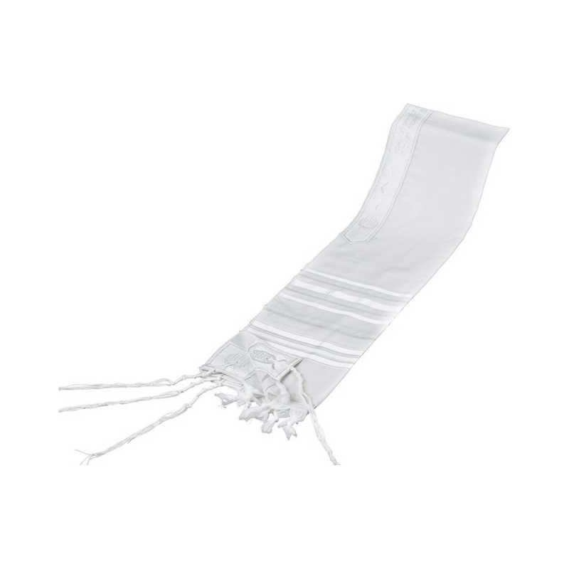 Traditional White with Silver Stripes Wool Tallit | Tallit/Tallis | Ju