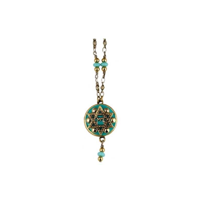 Gold and Green Star of David Necklace | Jewelry | Judaica