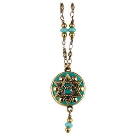 Gold and Green Star of David Necklace | Jewelry | Judaica