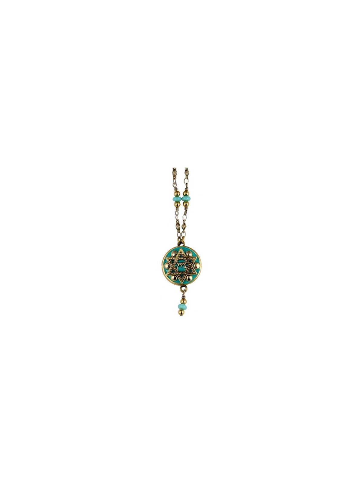 Gold and Green Star of David Necklace | Jewelry | Judaica