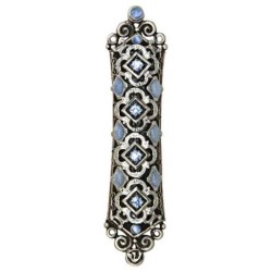 Black with Blue Crystal Mezuzah Case | Mezuzahs | Judaica