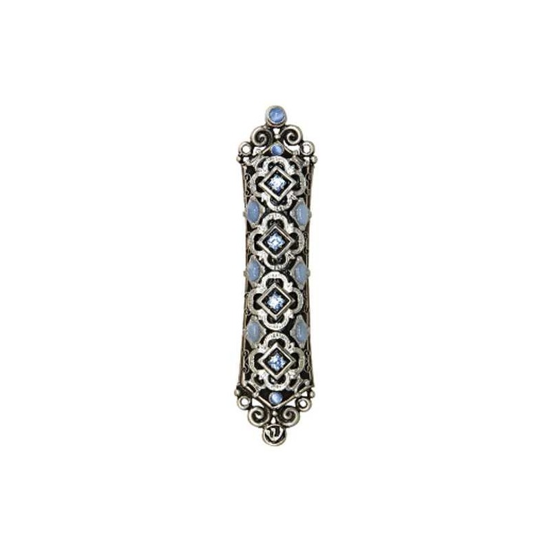 Black with Blue Crystal Mezuzah Case | Mezuzahs | Judaica