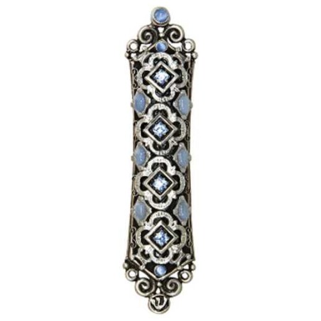 Black with Blue Crystal Mezuzah Case | Mezuzahs | Judaica