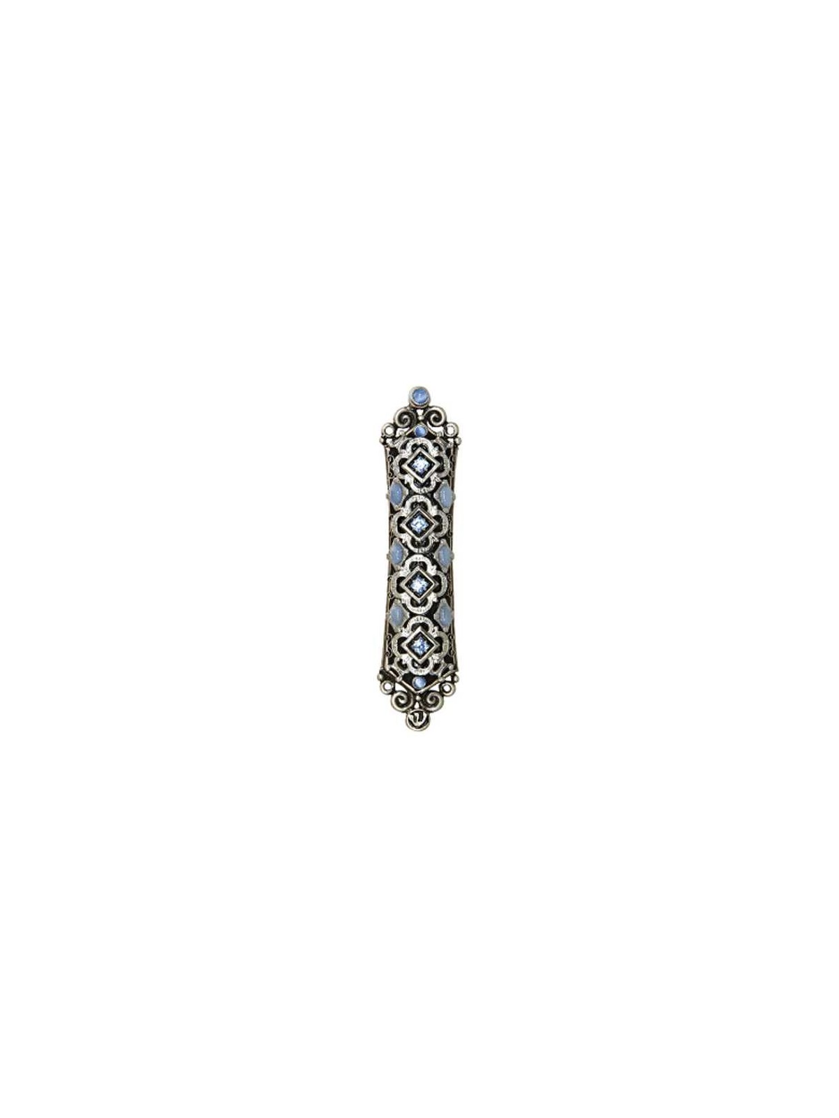 Black with Blue Crystal Mezuzah Case | Mezuzahs | Judaica