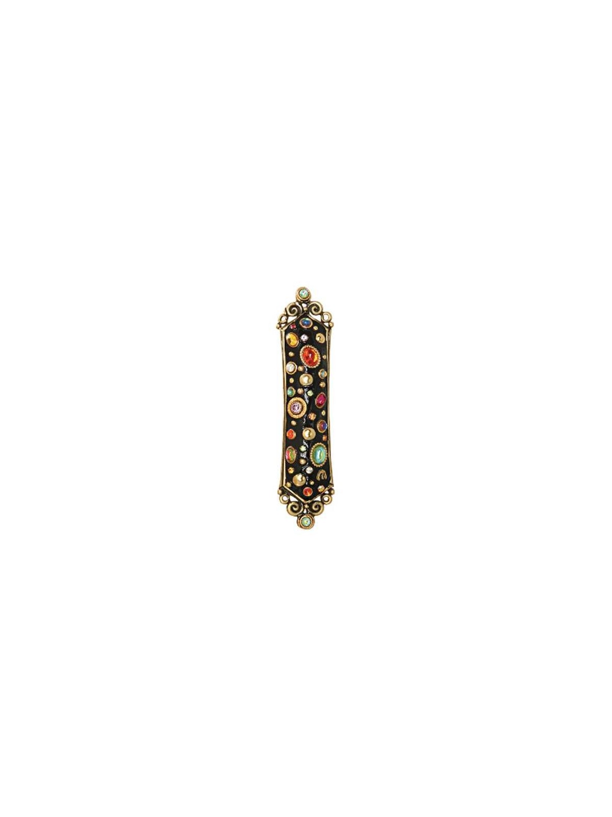 Regal Multi-Color Ornamented Black Mezuzah Case | Mezuzahs | Judaica