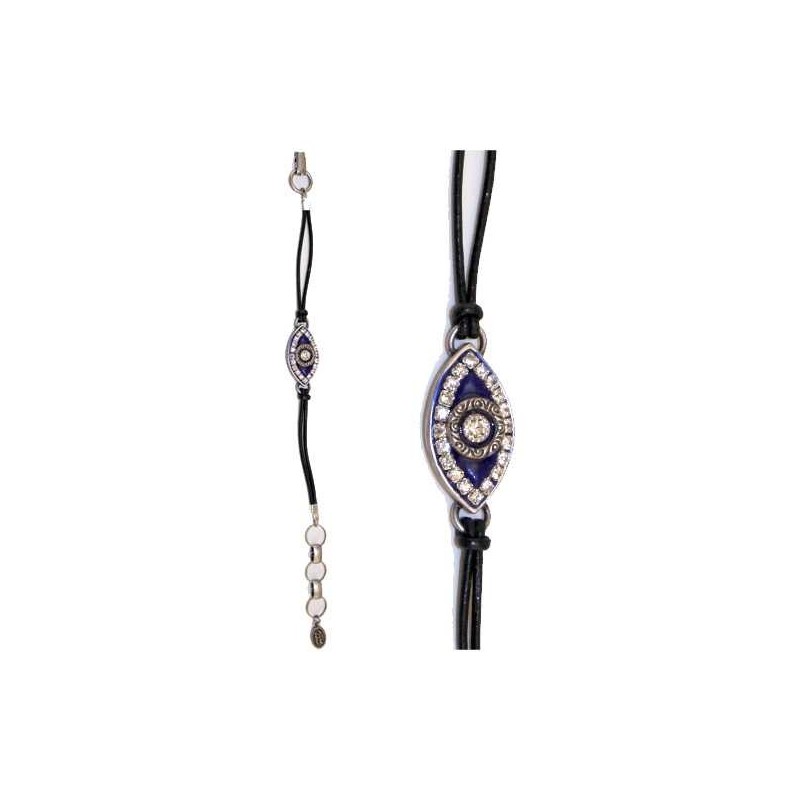 Cobalt Blue Evil Eye Bracelet with Clear Crystals | Jewelry | Judaica