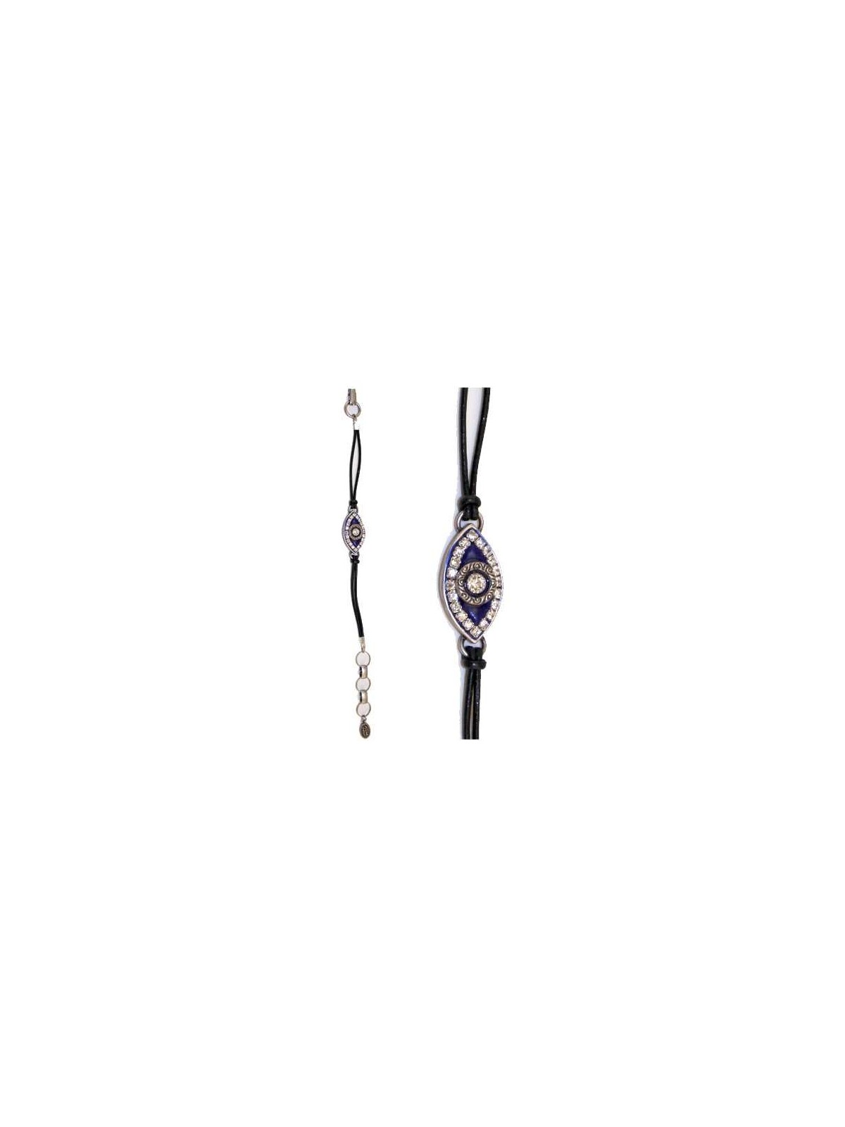 Cobalt Blue Evil Eye Bracelet with Clear Crystals | Jewelry | Judaica