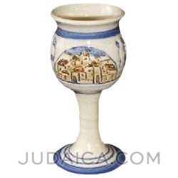 Jerusalem Scene Ceramic Kiddush Cup | Kiddush Cups | Judaica