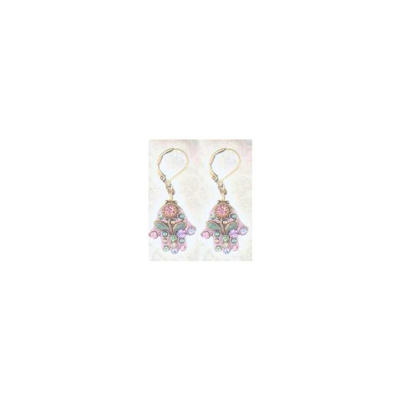 Floral Pink Hamsa Earrings | Jewelry | Judaica