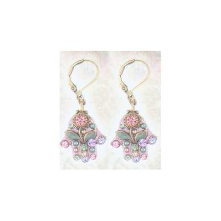 Floral Pink Hamsa Earrings | Jewelry | Judaica