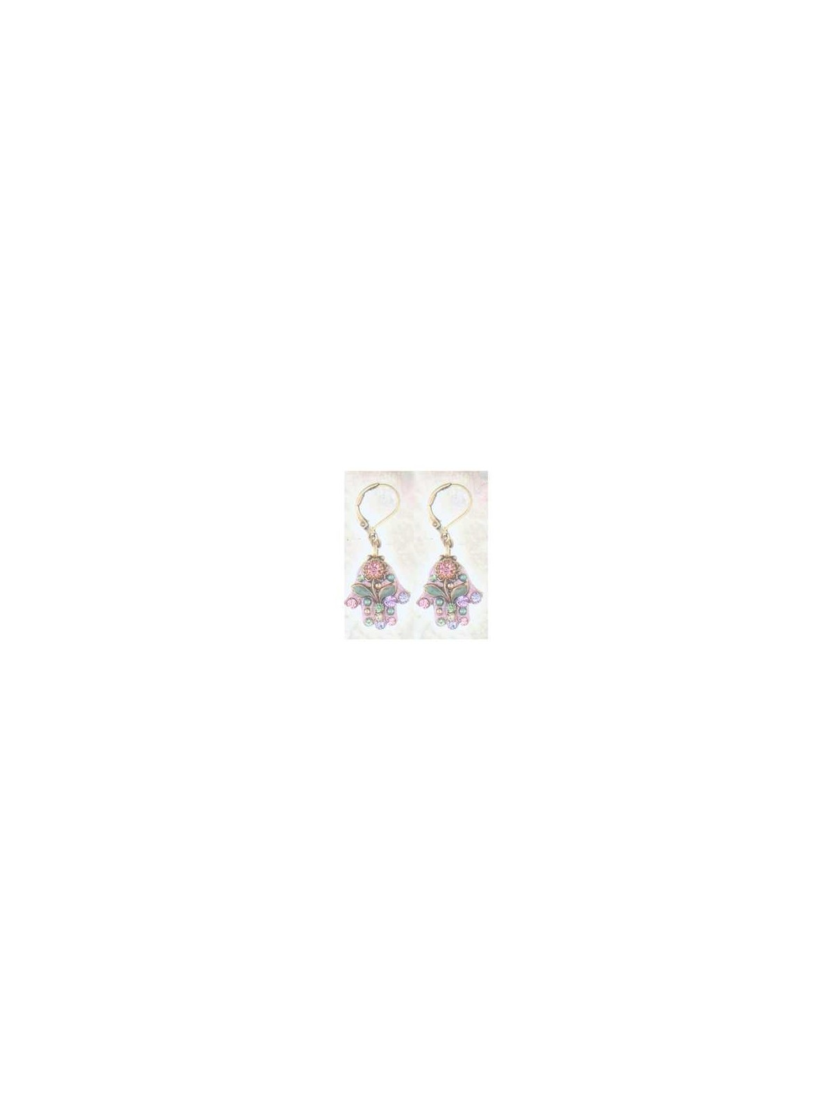 Floral Pink Hamsa Earrings | Jewelry | Judaica