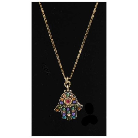 Multi Crystal Black Hamsa with chain | Jewelry | Judaica