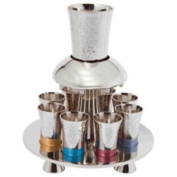 Multicolor Banded Kiddush Fountain | Kiddush Cups | Judaica