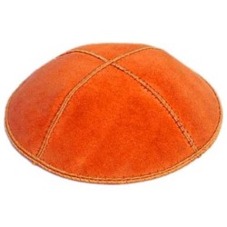 Orange Suede Kippah | Kippahs | Judaica