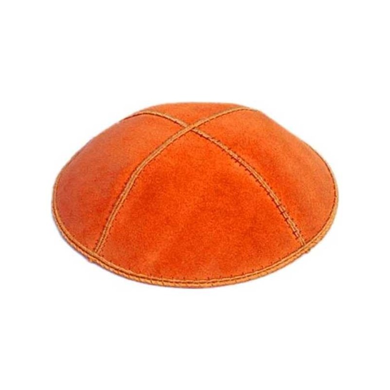 Orange Suede Kippah | Kippahs | Judaica
