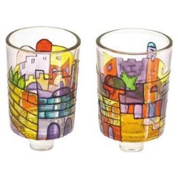 Jerusalem Neronim Glass Candle Holder | Candle Holders | Judaica