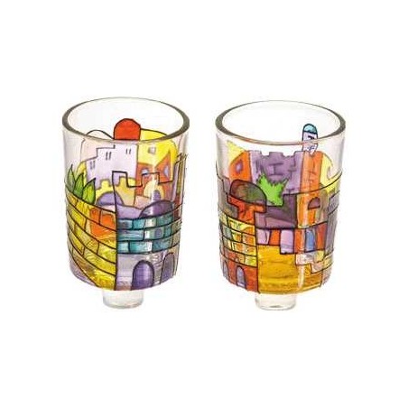 Jerusalem Neronim Glass Candle Holder | Candle Holders | Judaica