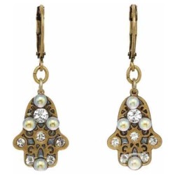 Gold Small Crystal Hamsa Earrings | Jewelry | Judaica