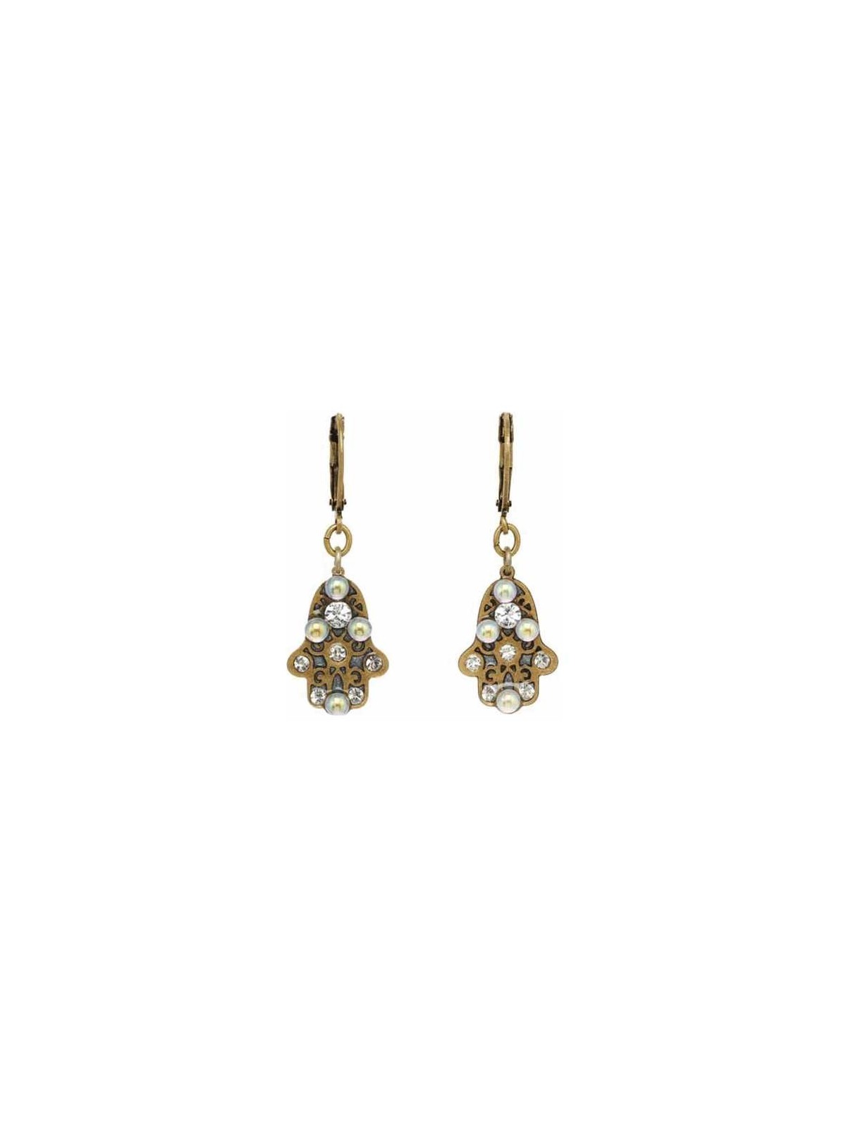Gold Small Crystal Hamsa Earrings | Jewelry | Judaica