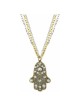 Gray and Gold Large Hamsa on Triple Chain | Jewelry | Judaica