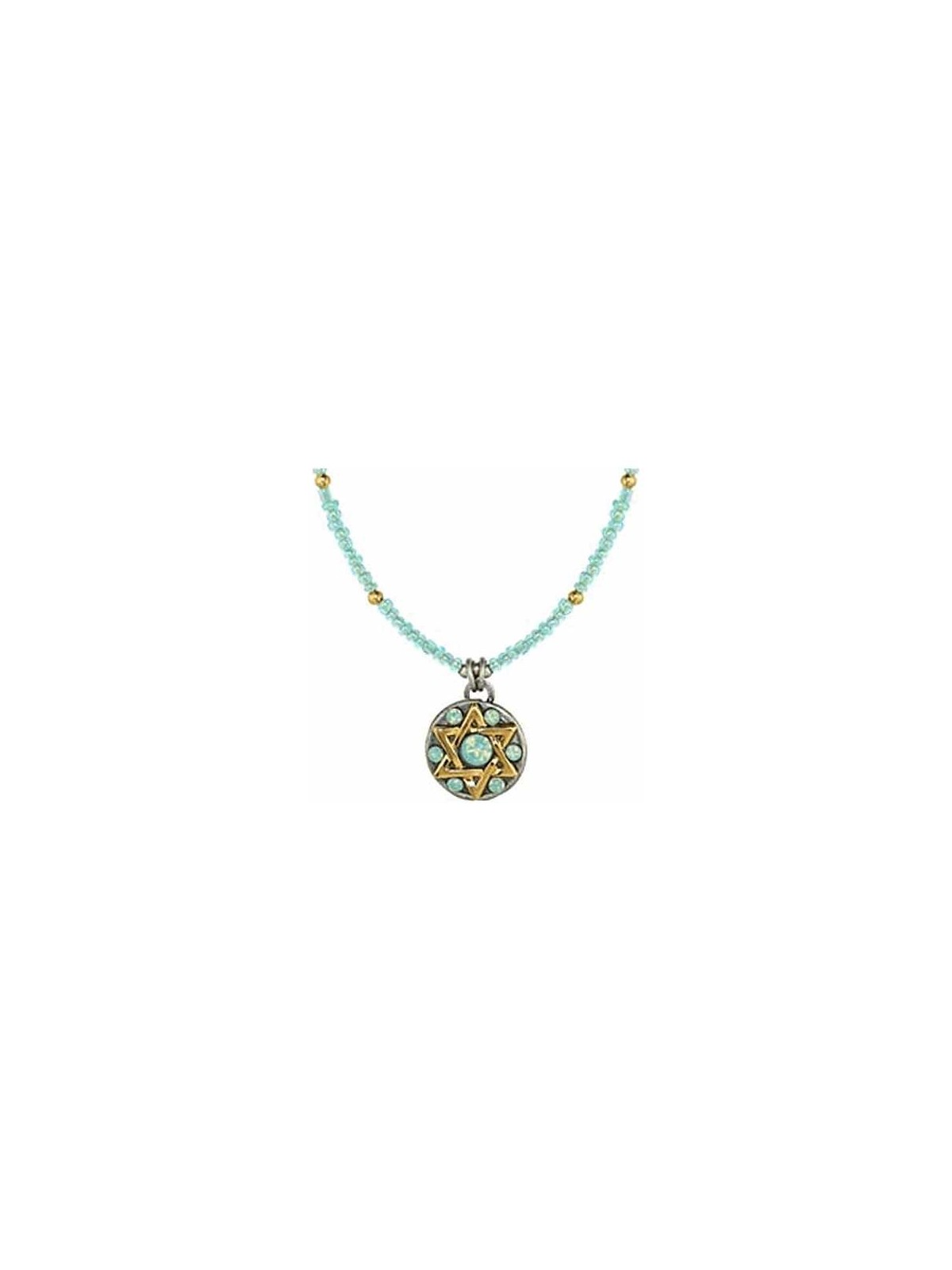 Light Blue Beaded Star of David Necklace with Bead | Jewelry | Judaica