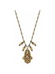 Pink and Gold Small Hamsa Necklace with Beaded Cha | Jewelry | Judaica