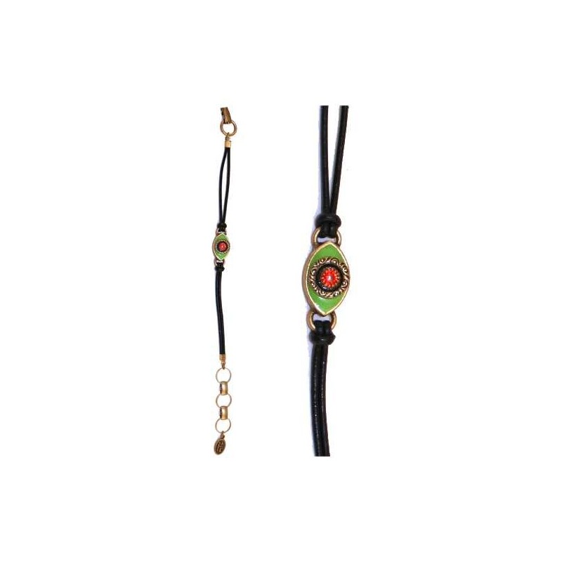 Green Evil Eye Bracelet with Red Crystal | Jewelry | Judaica
