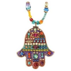 Multibright Large Hamsa Necklace with beaded chain | Jewelry | Judaica
