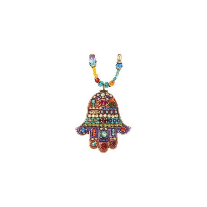 Multibright Large Hamsa Necklace with beaded chain | Jewelry | Judaica