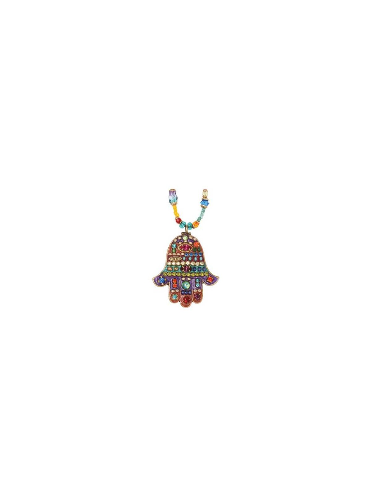 Multibright Large Hamsa Necklace with beaded chain | Jewelry | Judaica